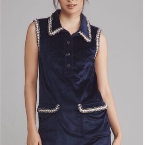 Anthropologie Navy Mini Dress with Silver Accents